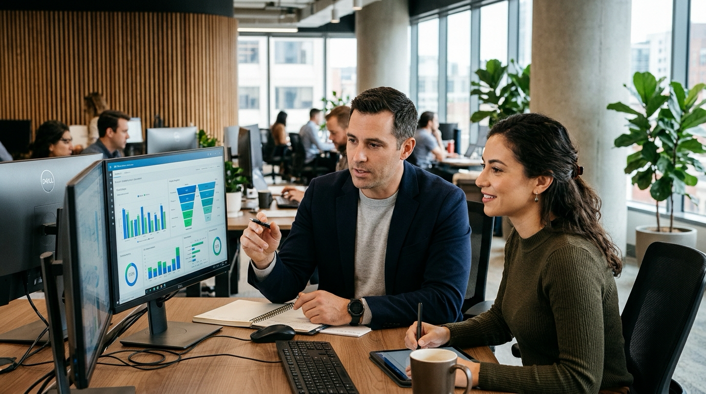 B2B satış operasyon ekibi kurumsal teklif boru hattı ve etkileşim telemetri analitiğini incelerken
